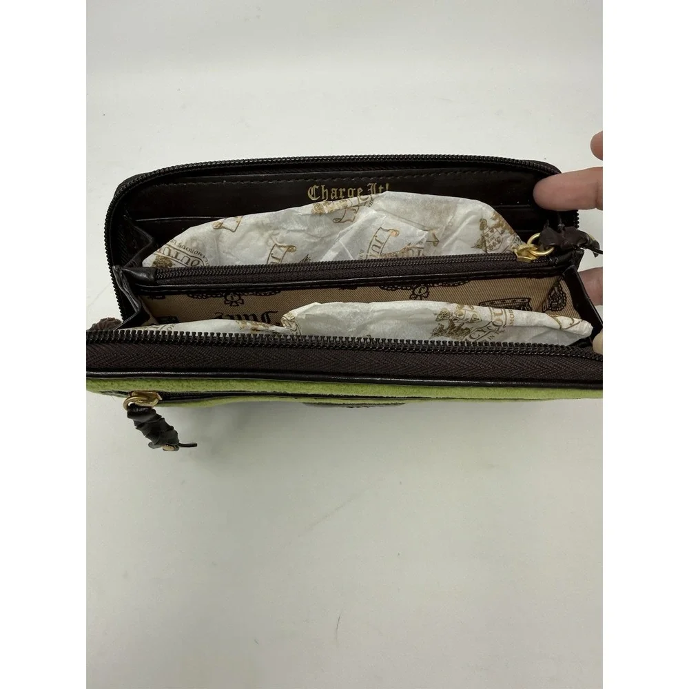 NWT Y2K Juicy Couture Zip Around Velour Wallet Color Green